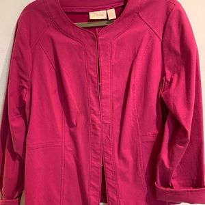 Cute, lightweight, pink cotton stretch blazer from Chico’s.